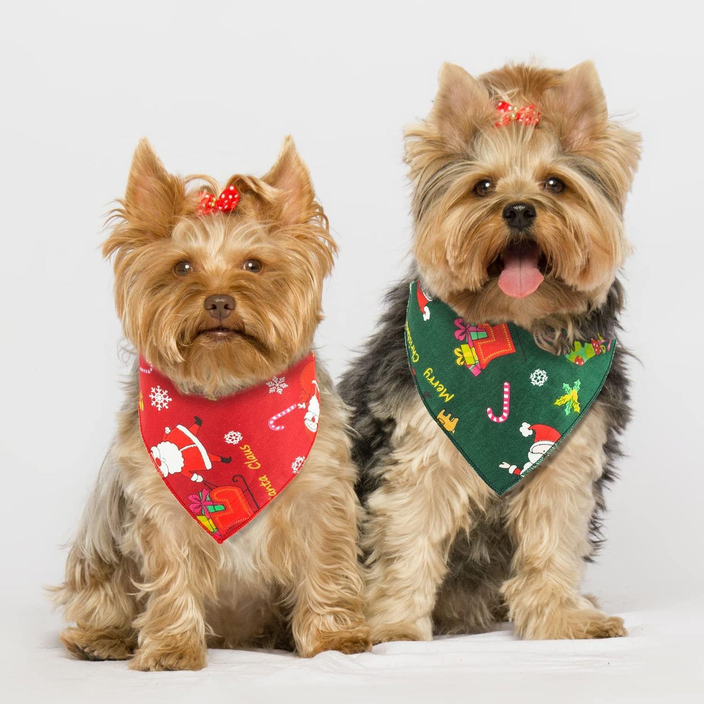 Merry Christmas Dog Bandana Pet Triangle Scarf- 2 Pack Dog Holiday Bandanas Bib Cat Bandana Christmas - Seasonal Dog Bandana Cotton Neckerchief, Ideal Gift for Pet Cat Kitten Dog Puppy Doggy