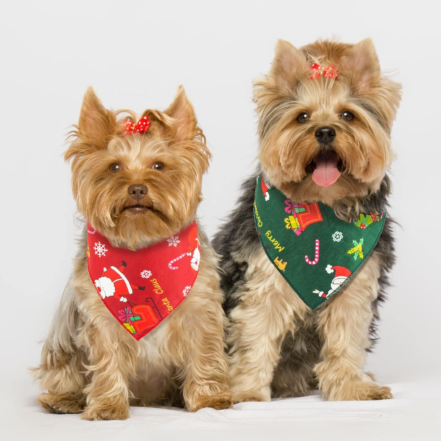 Merry Christmas Dog Bandana Pet Triangle Scarf- 2 Pack Dog Holiday Bandanas Bib Cat Bandana Christmas - Seasonal Dog Bandana Cotton Neckerchief, Ideal Gift for Pet Cat Kitten Dog Puppy Doggy