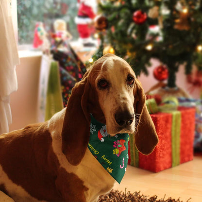 Merry Christmas Dog Bandana Pet Triangle Scarf- 2 Pack Dog Holiday Bandanas Bib Cat Bandana Christmas - Seasonal Dog Bandana Cotton Neckerchief, Ideal Gift for Pet Cat Kitten Dog Puppy Doggy
