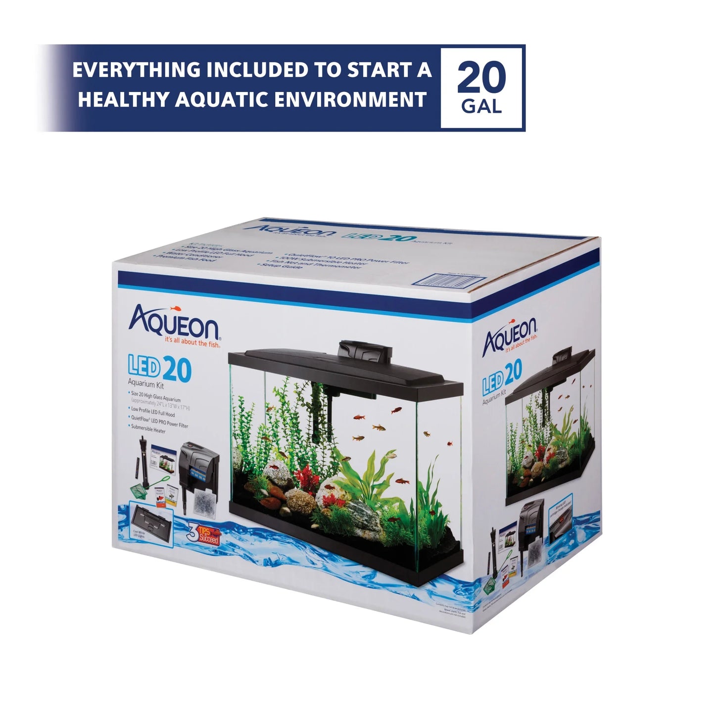 Aquarium Fish Tank Starter Kit with LED Lighting 20-Gal