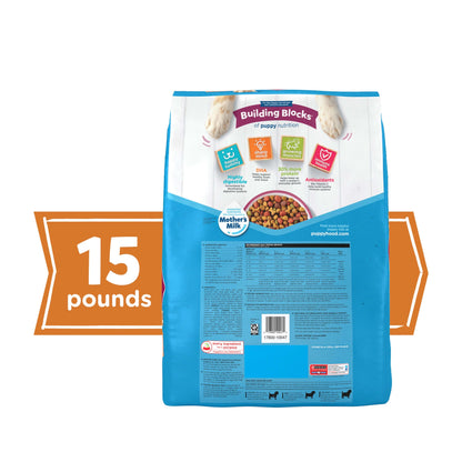 (3 Pack)  Puppy Chow Dry Dog Food, High Protein Tender & Crunchy Real Beef Formula, 15 Lb Bag
