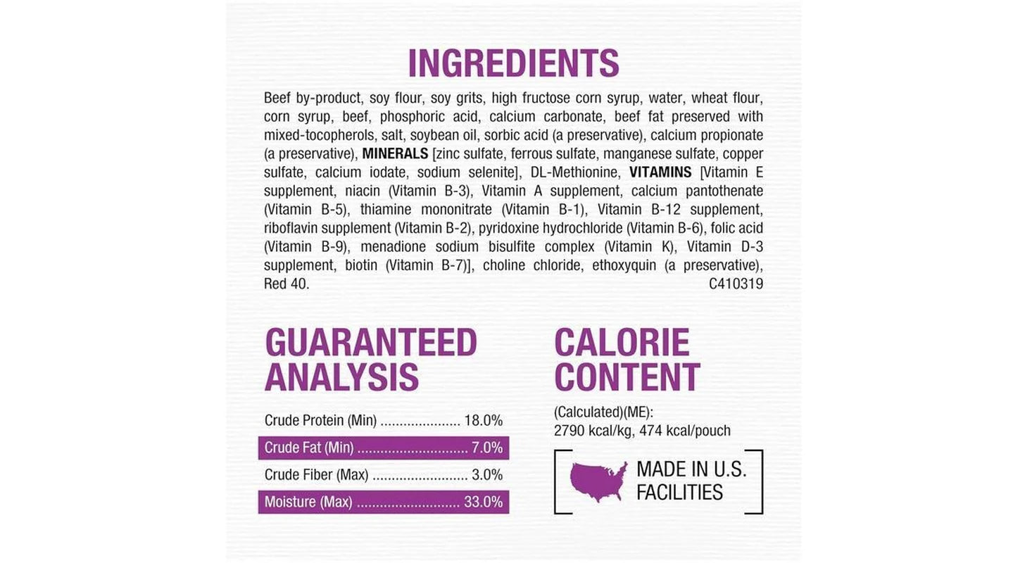 Purina Moist and Meaty Dog Food Chopped Burger Soft Dog Food Pouches - 36 Ct.